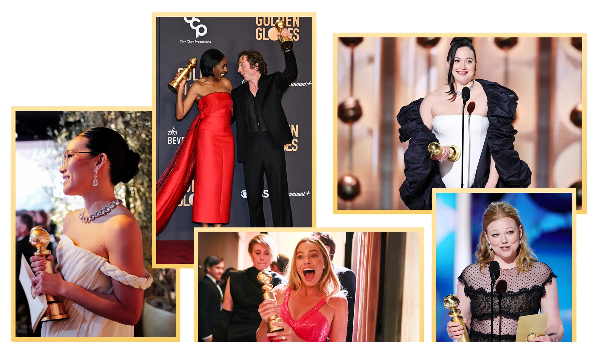 La epopeya de Christopher Nolan se llevó cinco premios, incluido el de mejor película dramática, mientras que la comedia de Greta Gerwig se tuvo que conformar con el de mejor canción original y mejor logro de taquilla.
