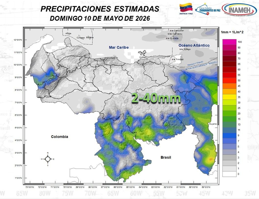 Inameh advierte sobre lluvias dispersas en seis regiones venezolanas