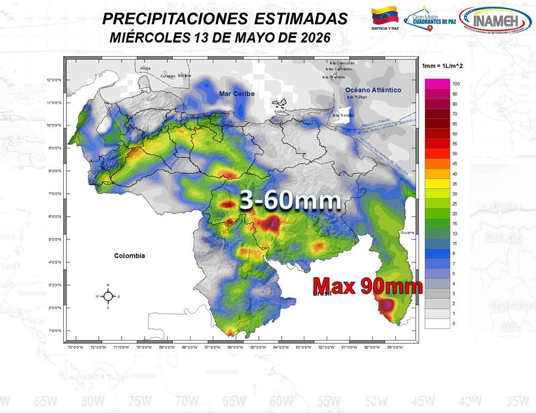 Inameh prevé descargas eléctricas en varios estados venezolanos
