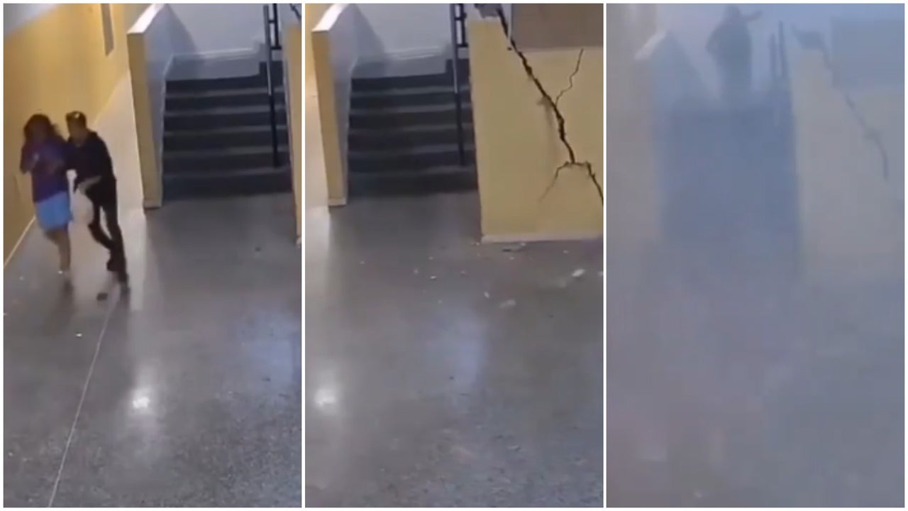 Cámara de seguridad captó el instante en que varios residentes intentan escapar de un edificio que colapsa por los terremotos en Venezuela | NTN24.COM