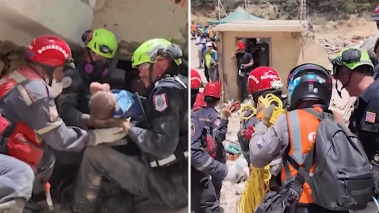 Equipos de Búsqueda y rescate de Estados Unidos salvan bebé de entre los escombros