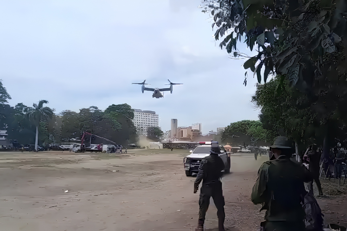 ¡Qué pena con la visita! Militares de la Fanb salieron corriendo tras el aterrizaje de un V-22 Osprey de EEUU (VIDEO)