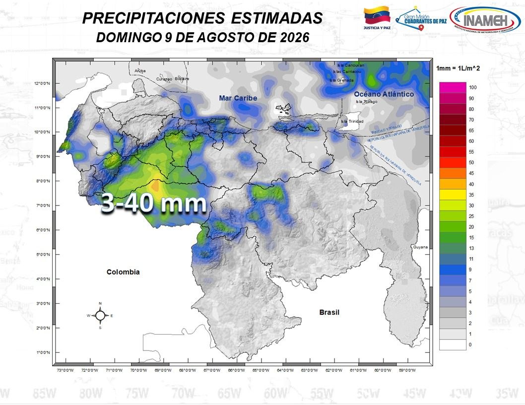 Venezuela amanece con lluvias y actividad eléctrica en varias regiones, según Inameh
