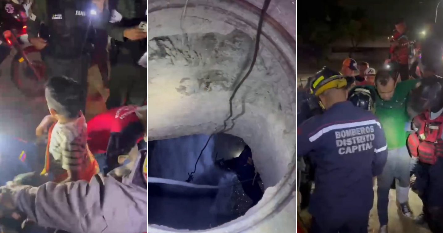 VIDEO: pequeño cayó dentro de una alcantarilla en vía de Caracas tras un descuido de su papá