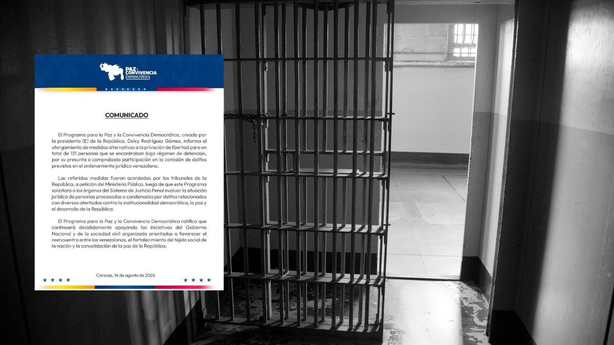 Régimen venezolano confirma 131 excarcelaciones de presos políticos: habla de “medidas alternativas a la privación de la libertad” | NTN24.COM