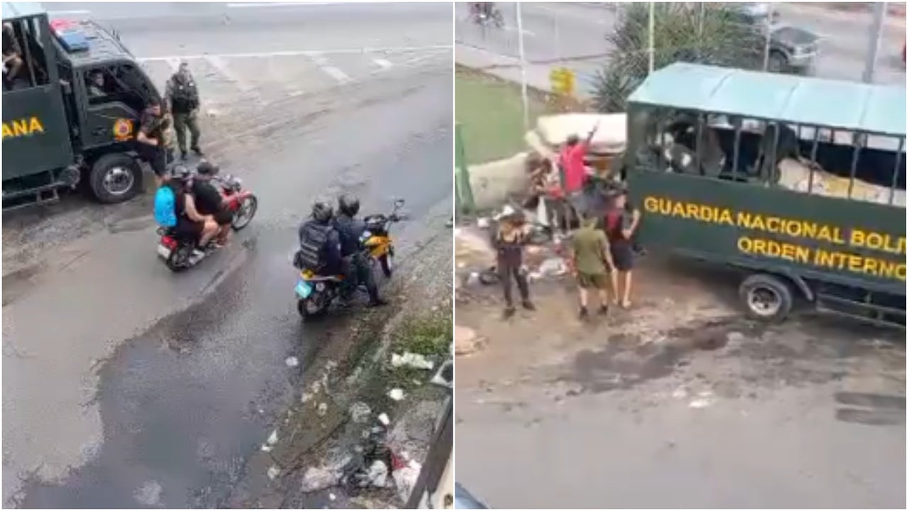 Desastre institucional en Venezuela: Graban a funcionarios de la PNB “llamando a capítulo” a militares que botan escombros, cauchos y colchones en plena vía pública en Caracas | NTN24.COM