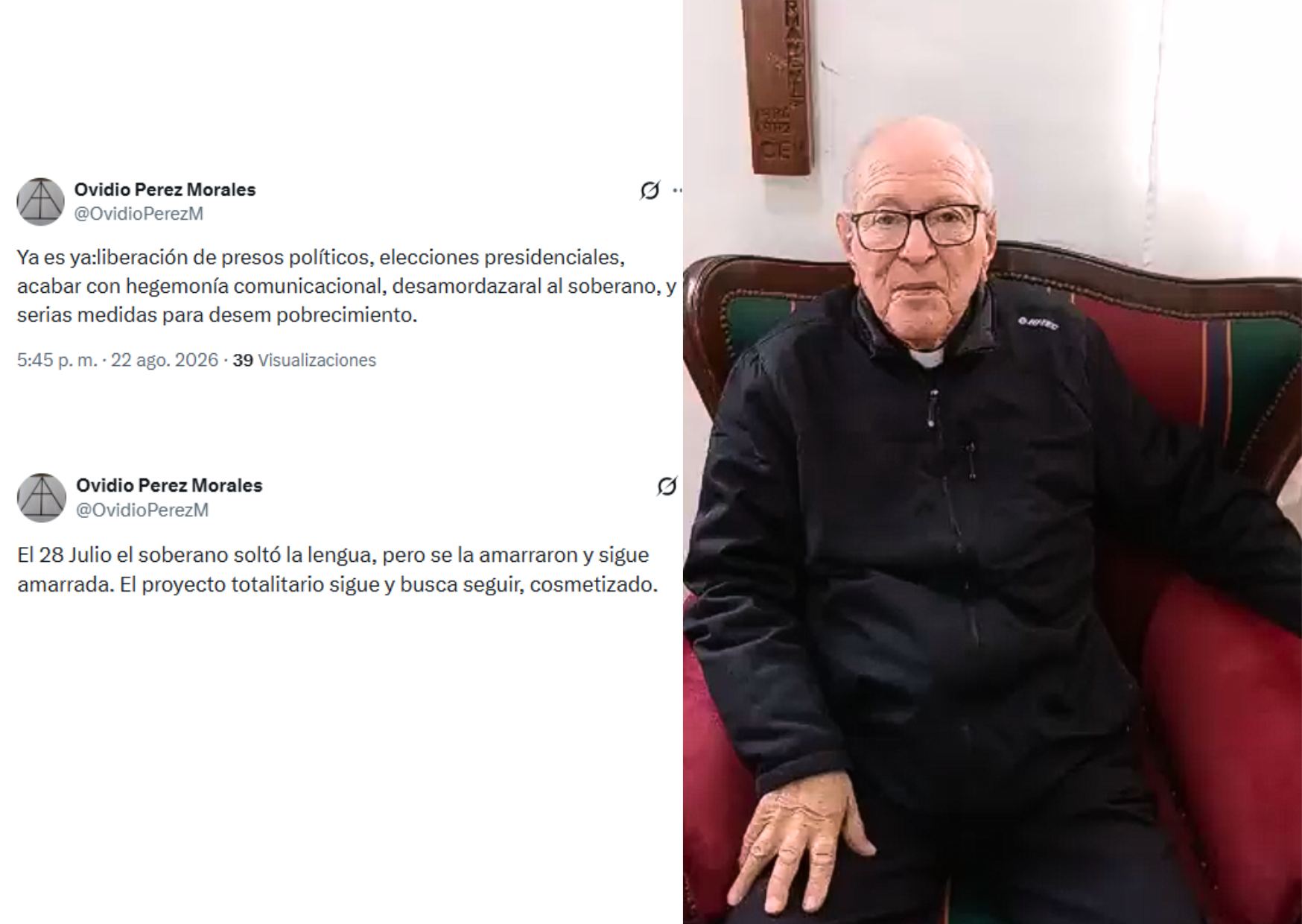 Monseñor Ovidio Pérez Morales exige cambios políticos y sociales en Venezuela