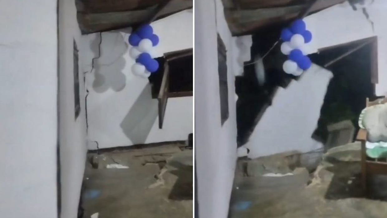 Colapsa una vivienda en Los Teques tras fuertes lluvias y deja en alerta a familias del sector El Vigía (+Video)