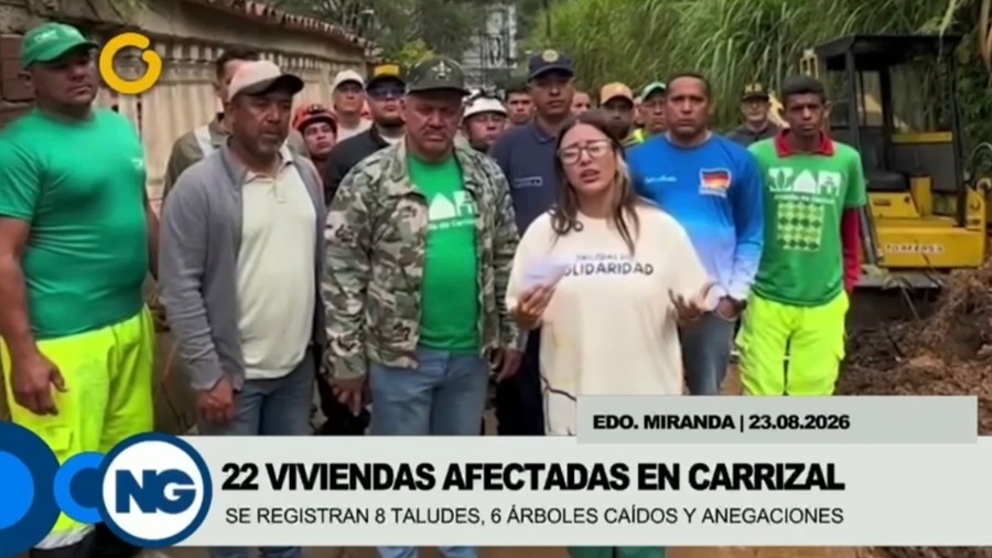 Al menos 22 viviendas resultaron afectadas por las fuertes precitaciones de este sábado en Carrizal, estado Miranda