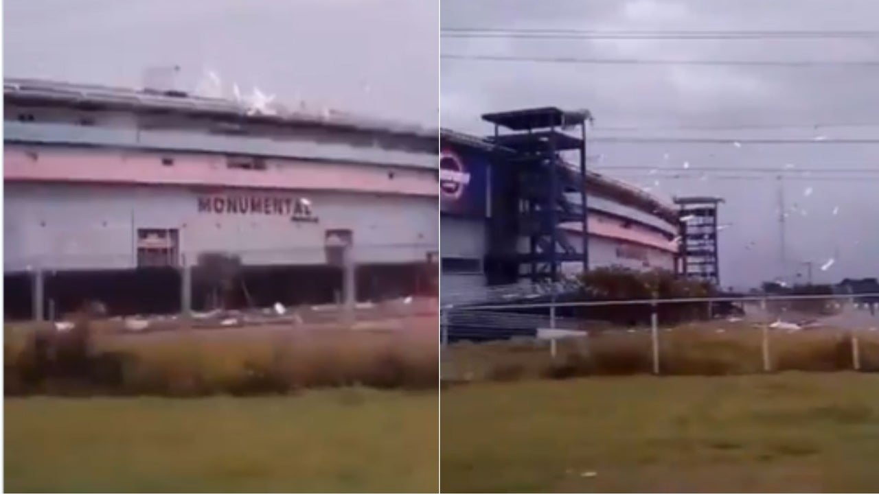 Se desprendió parte del revestimiento del techo del Estadio Monumental de Maturín, casa de la Vinotinto, por fuertes lluvias y ráfagas de viento | NTN24.COM