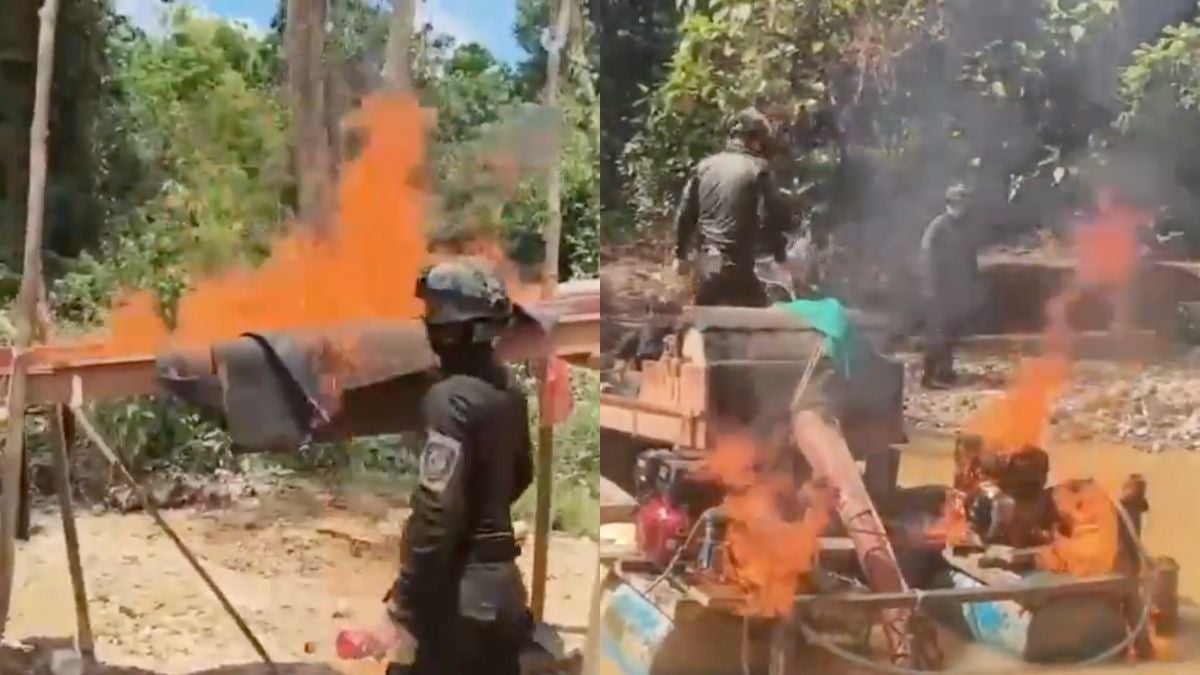 Les quemaron todo: Policía de Colombia da golpe a campamento de minería ilegal del ‘Clan del Golfo’ | NTN24.COM