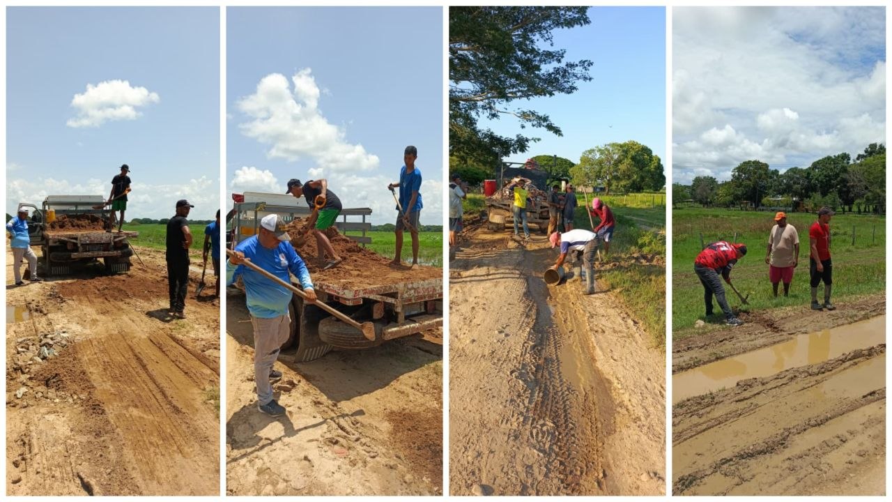 Jóvenes arismendeños de Barinas salieron a reparar la carretera mientras el chavismo “echa un camaroncito”