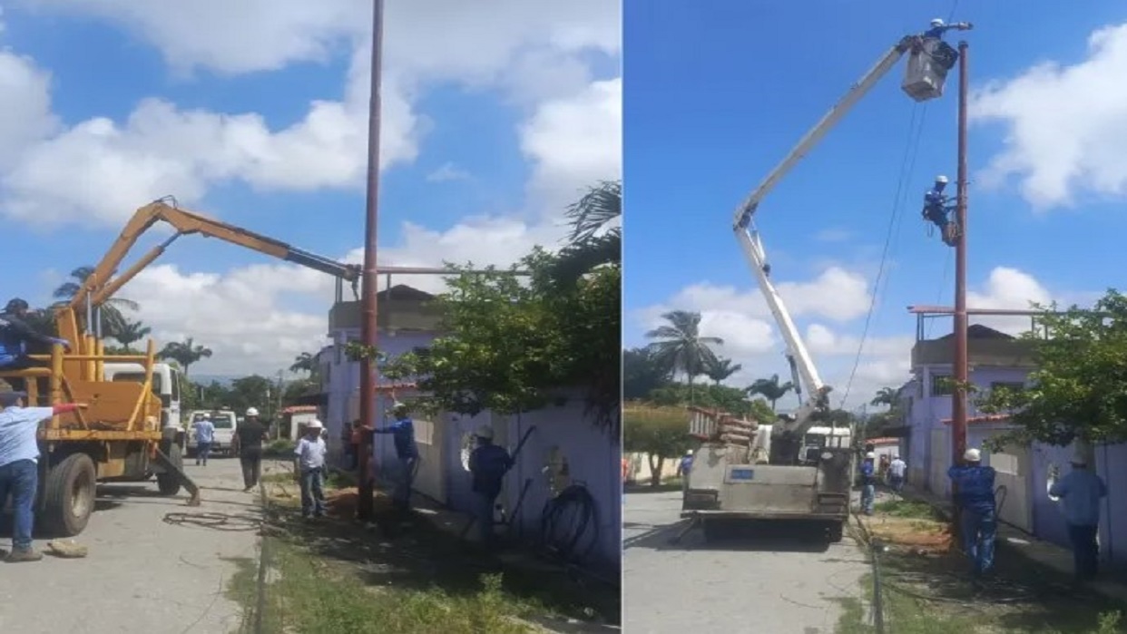Lara: Corpoelec restablece el servicio eléctrico en el sector Los Sauces tras caída de poste por fuertes lluvias