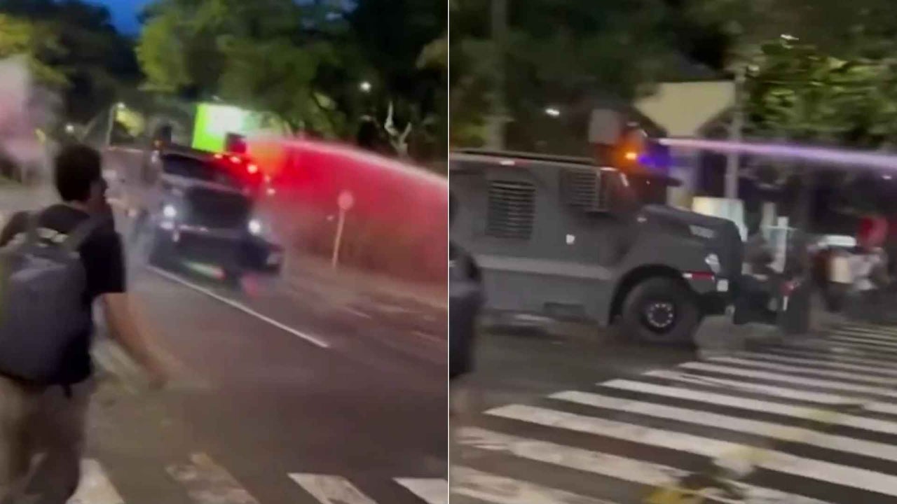 Regresa el escuadrón antidisturbios a Colombia: con cañones de agua despejaron violenta protesta | NTN24.COM