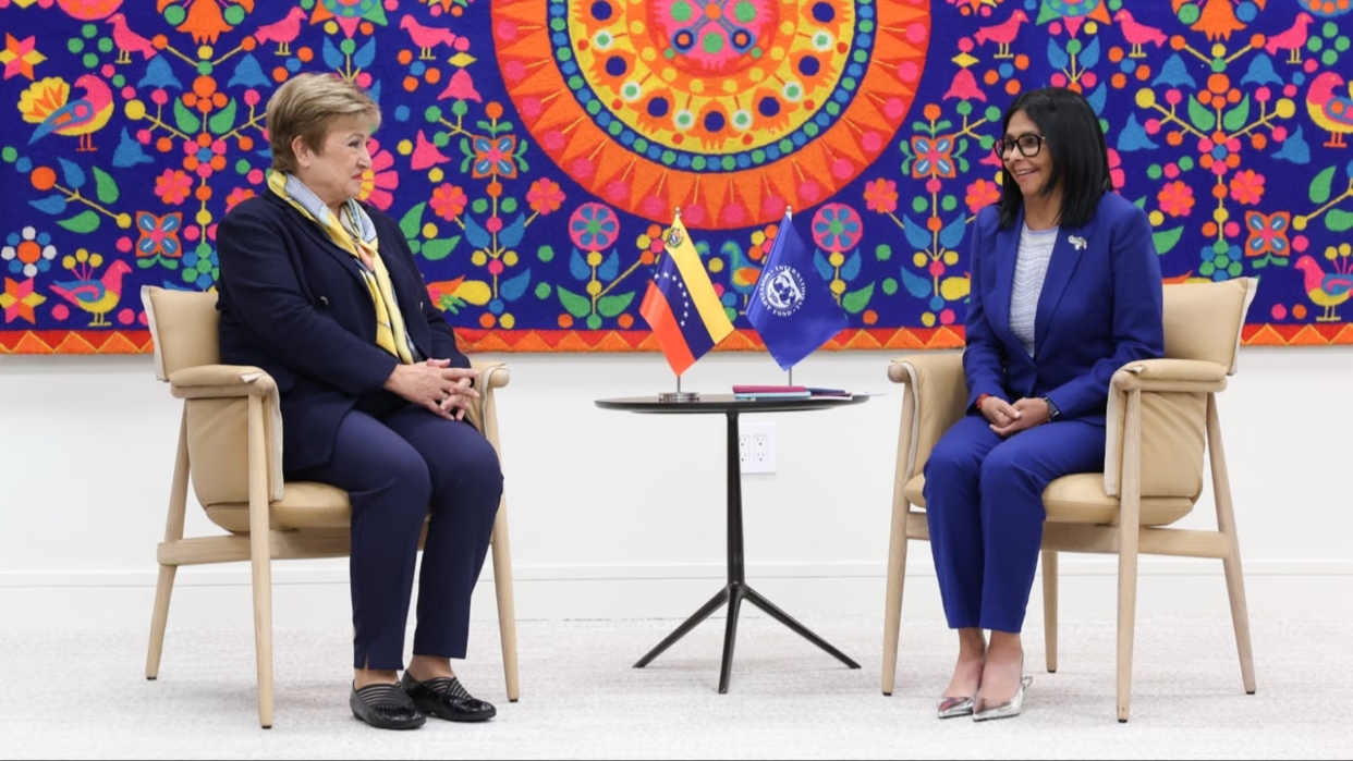 Delcy Rodríguez sostuvo encuentro con el presidente del grupo del Banco Mundial y la directora gerente del FMI