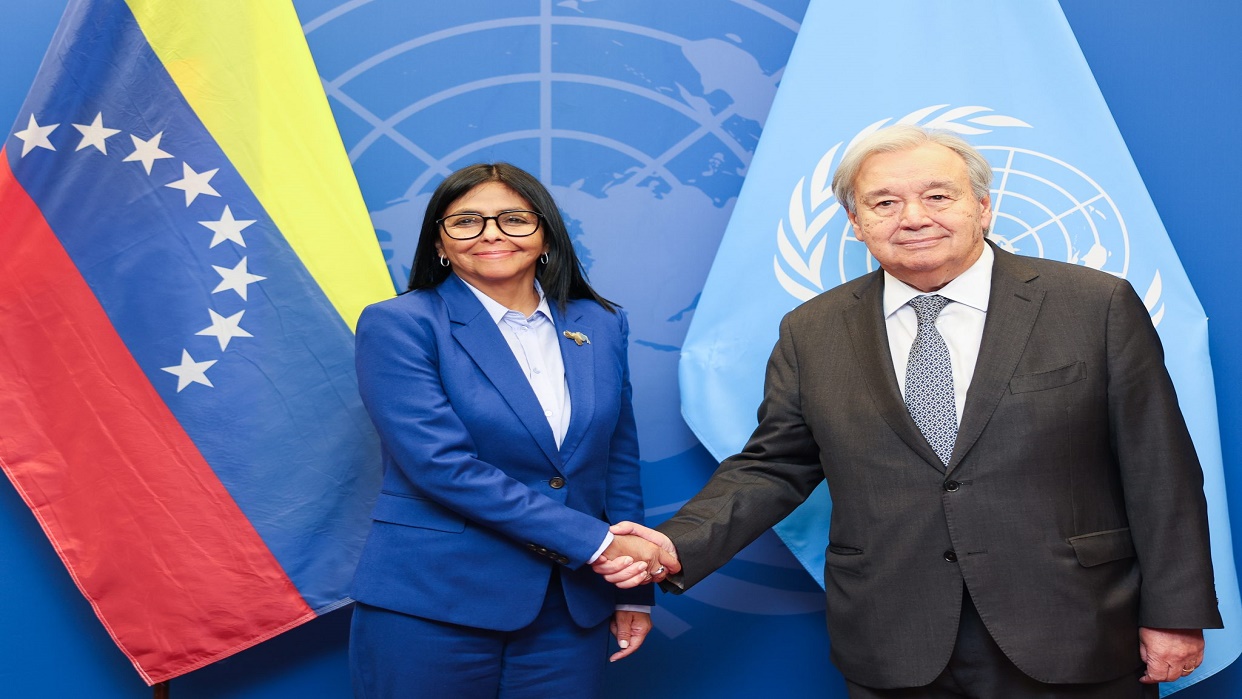 Delcy Rodríguez se reunió con el secretario general António Guterres en la ONU