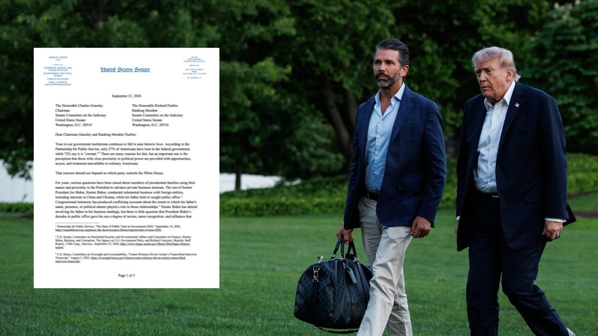 Senador republicano pide investigar al hijo de Trump por su relación con oligarca ruso cercano a Putin que pagó su boda | NTN24.COM