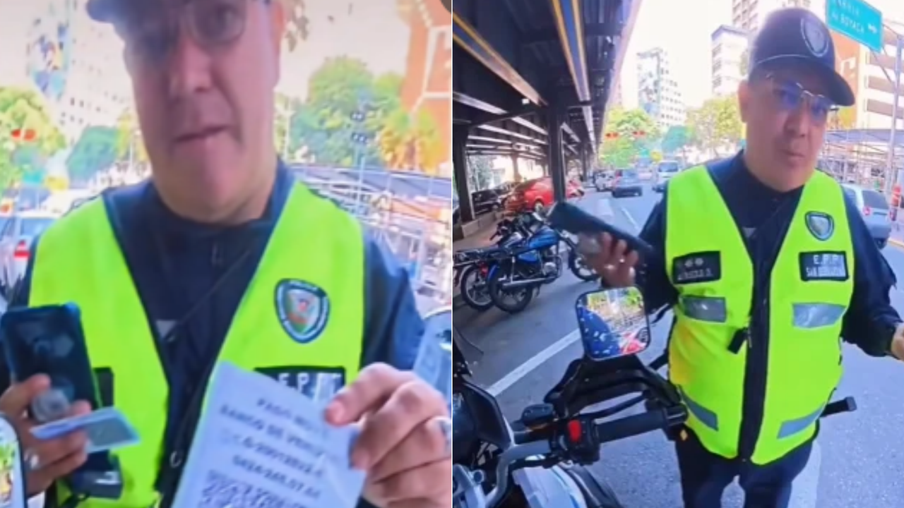Policía en Venezuela es grabado extorsionando a un motorizado con un código QR: “Hiciste una maniobra indebida; te voy a ayudar con la cuota más baja” | NTN24.COM