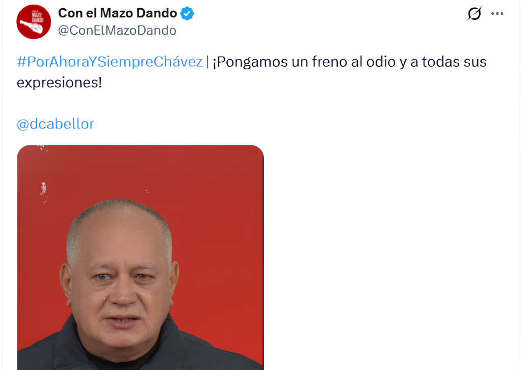 Diosdado Cabello pide frenar el odio mientras críticos cuestionan el uso político de la ley